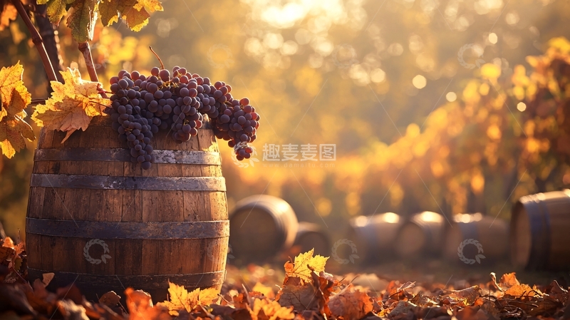 高清大图下载【趣麦麦图】秋日葡萄园丰收景象