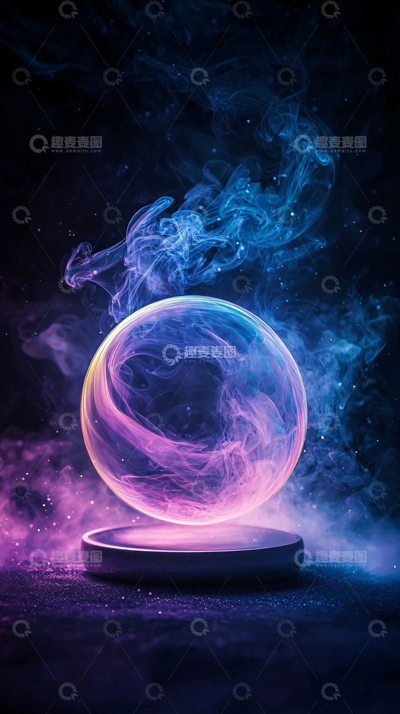 高清大图下载【趣麦麦图】神秘紫蓝色水晶球