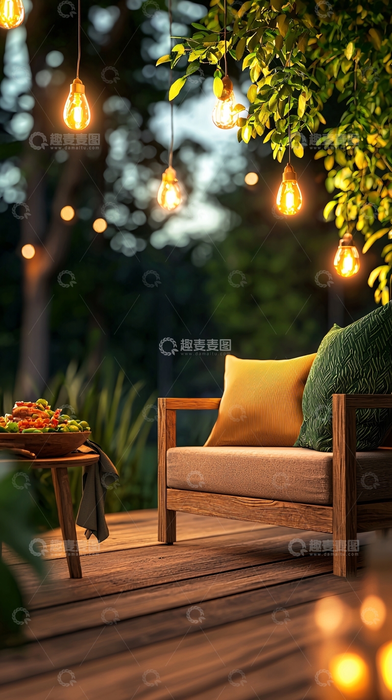 高清大图下载【趣麦麦图】夜晚庭院灯光装饰