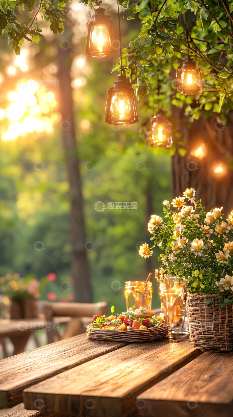 高清大图下载【趣麦麦图】温馨的户外餐桌场景