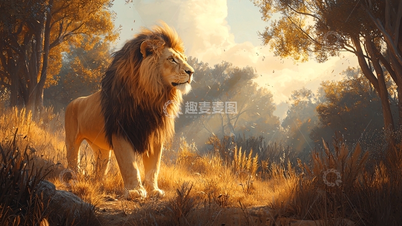 高清大图下载【趣麦麦图】阳光照耀下的雄狮