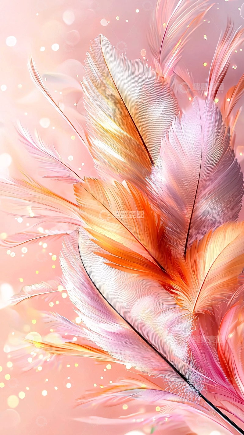 高清大图下载【趣麦麦图】粉色羽毛唯美光晕背景