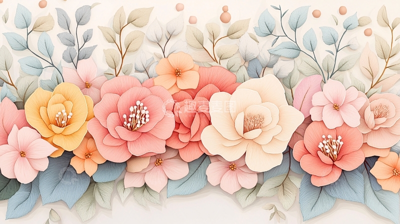 高清大图下载【趣麦麦图】粉色系花卉清新背景