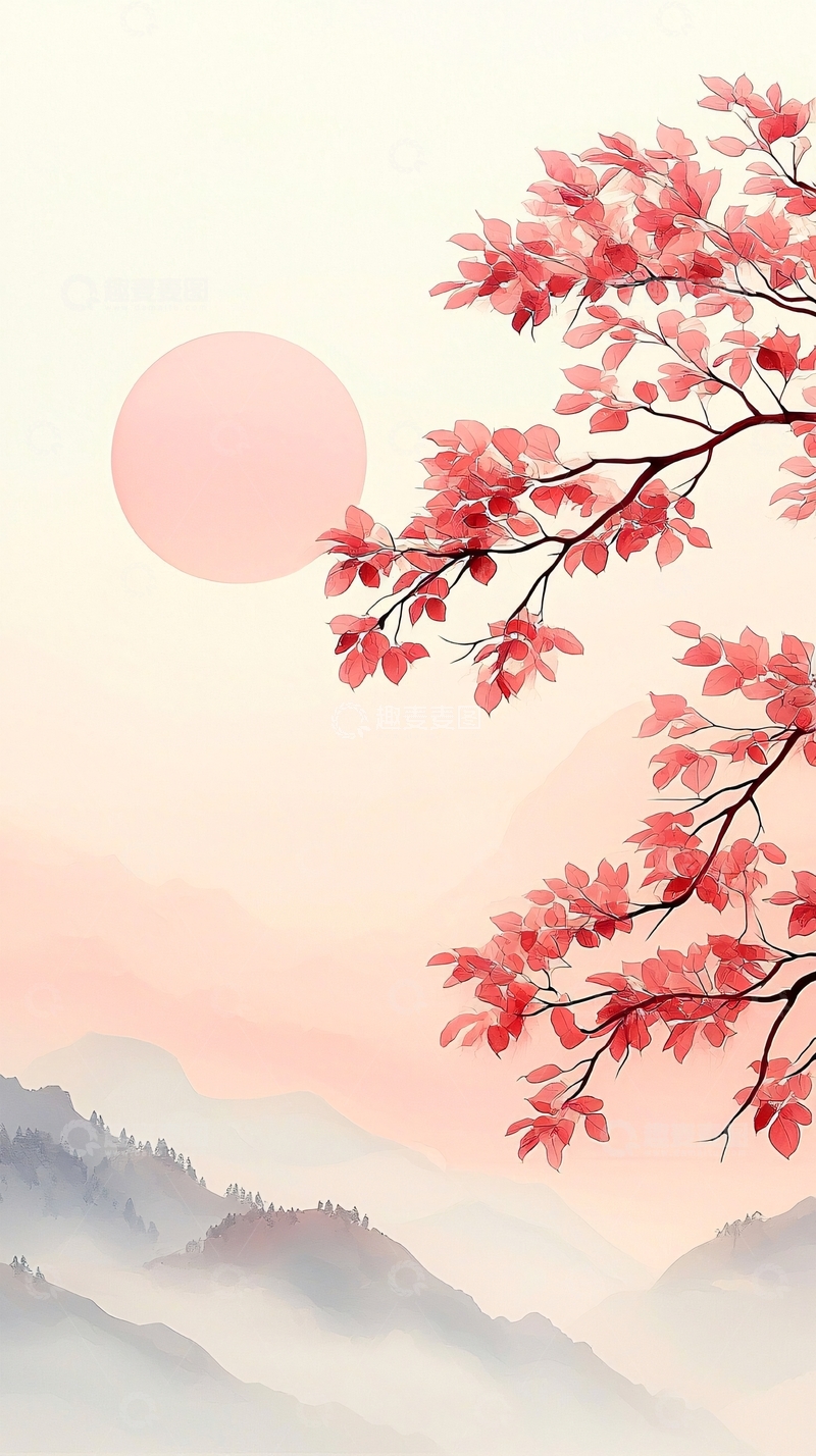 高清大图下载【趣麦麦图】粉色花朵树枝