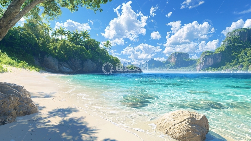 高清大图下载【趣麦麦图】热带海滩的明媚阳光