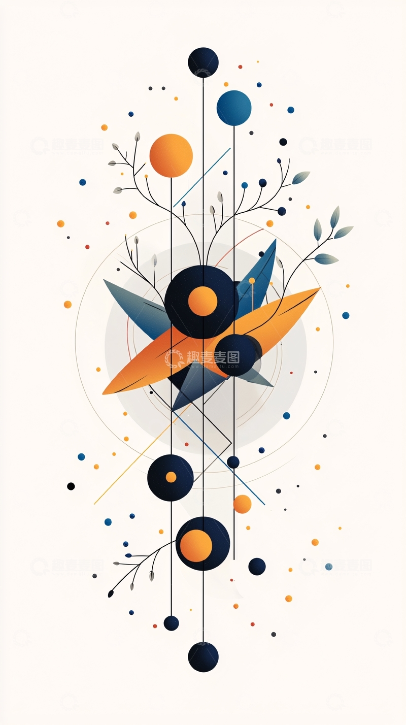 高清大图下载【趣麦麦图】抽象几何花卉图案