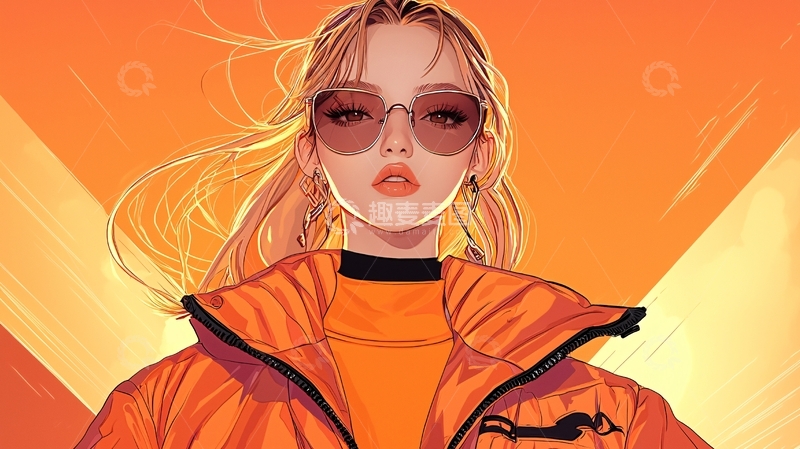 高清大图下载【趣麦麦图】金发墨镜女孩肖像