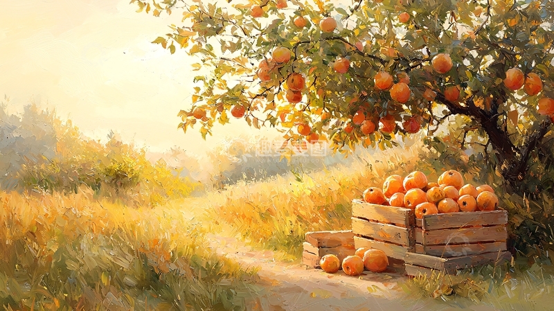 高清大图下载【趣麦麦图】阳光下的果园丰收景象