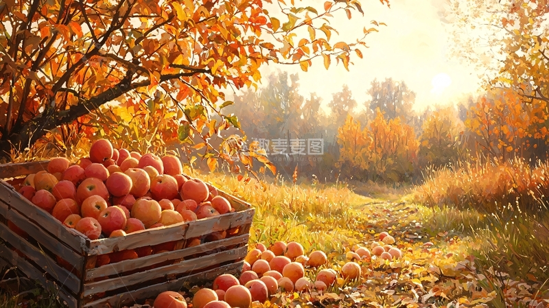 高清大图下载【趣麦麦图】秋日苹果丰收场景