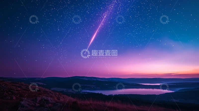 高清大图下载【趣麦麦图】夜空流星划过天际
