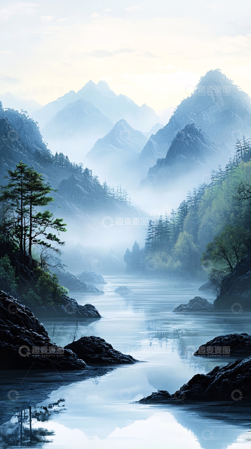 高清大图下载【趣麦麦图】山水画意境高清图片