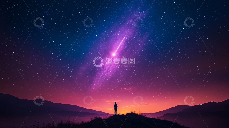 高清大图下载【趣麦麦图】星空下孤独的旅行者