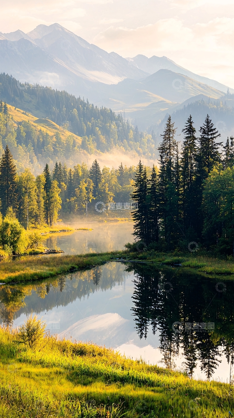 高清大图下载【趣麦麦图】湖光山色倒影如画