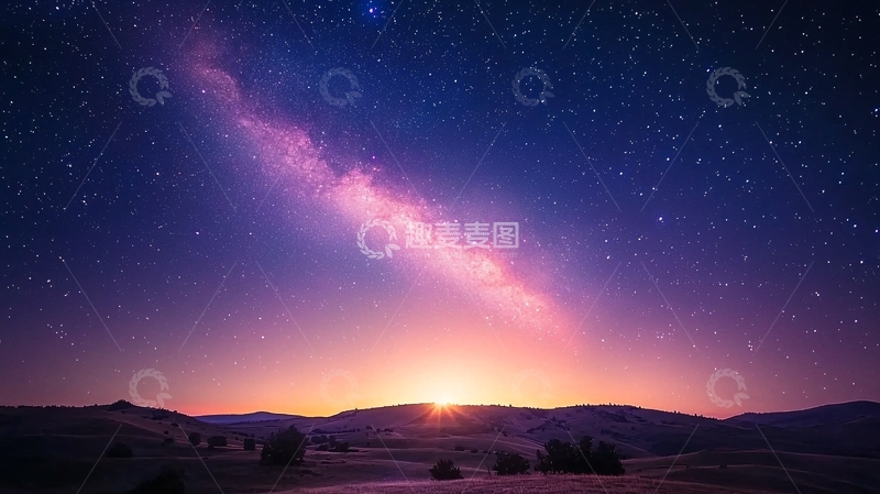 高清大图下载【趣麦麦图】银河下的壮丽夜空