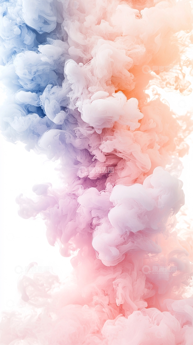 高清大图下载【趣麦麦图】彩色烟雾在白色背景中