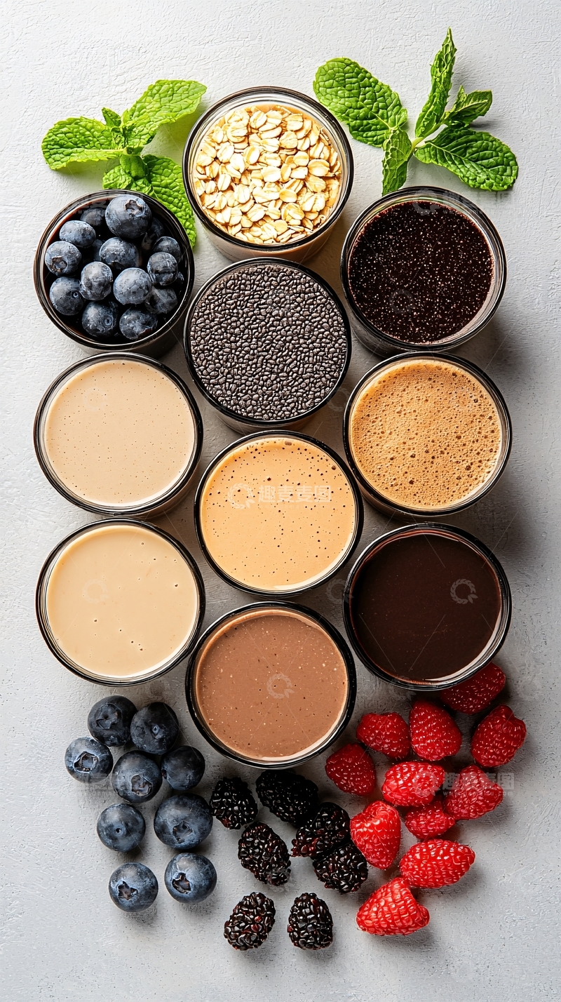 高清大图下载【趣麦麦图】燕麦片水果浆果饮料碗特写