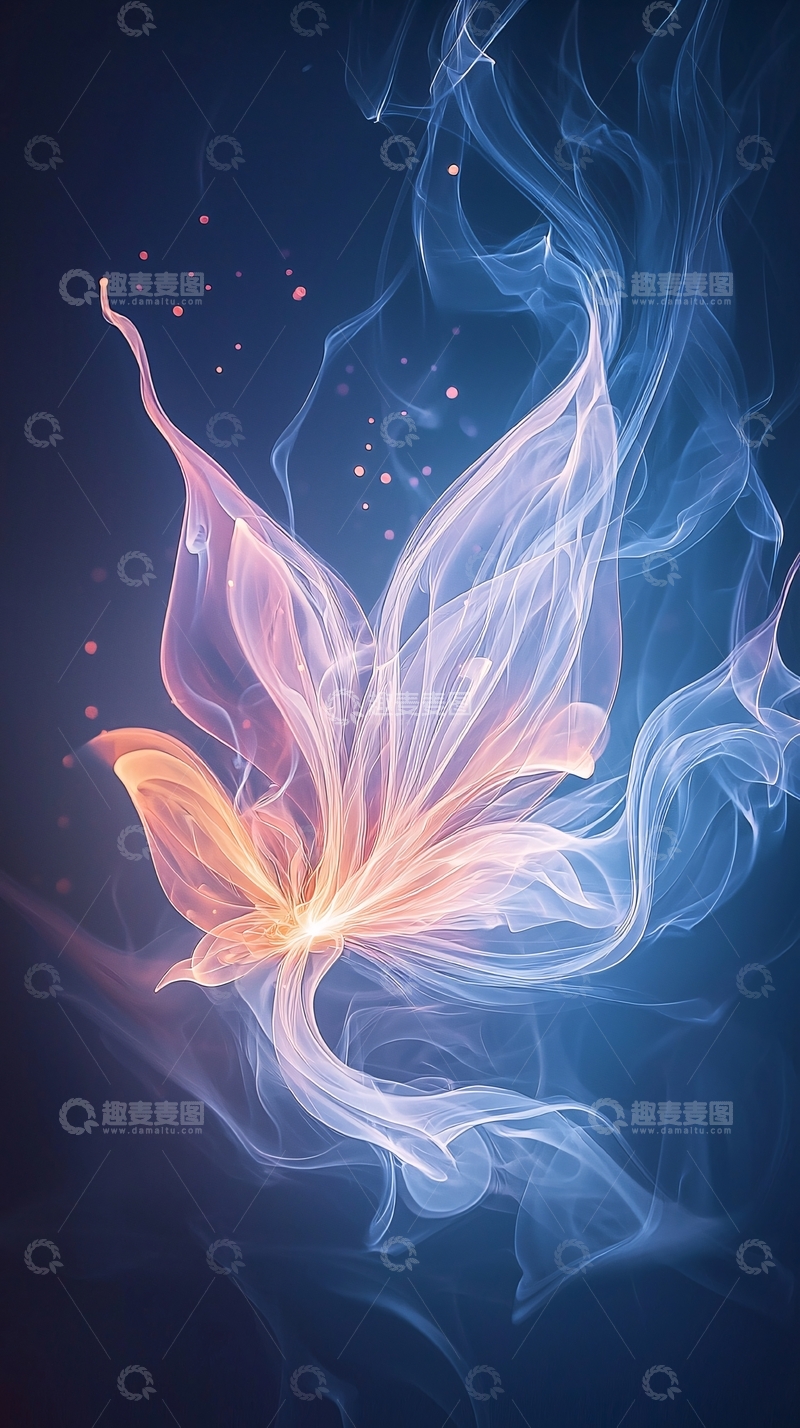 高清大图下载【趣麦麦图】光芒四射的烟雾蝴蝶