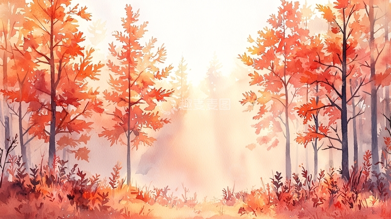 高清大图下载【趣麦麦图】秋日暖阳下的树林