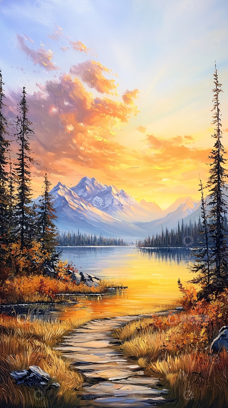 高清大图下载【趣麦麦图】傍晚湖光山色