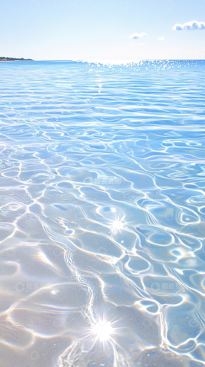 高清大图下载【趣麦麦图】波光粼粼的浅蓝色海水