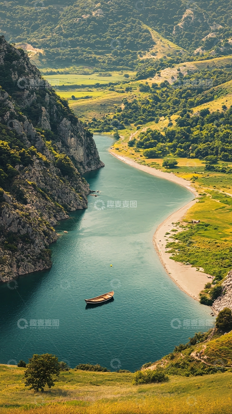 高清大图下载【趣麦麦图】山水交融的宁静湖面