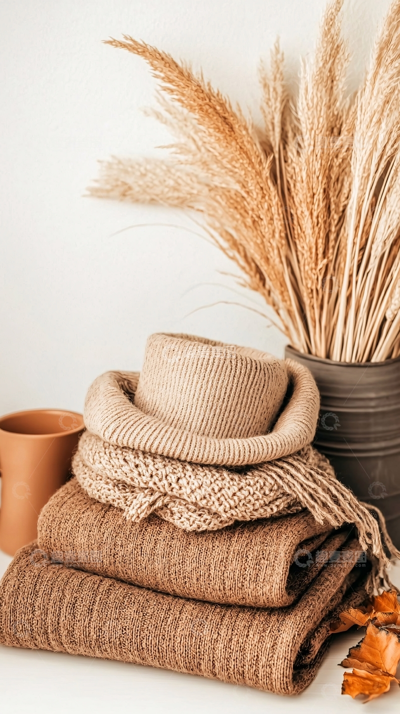高清大图下载【趣麦麦图】秋日暖阳下的毛衣堆叠