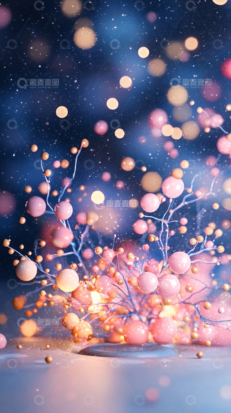 高清大图下载【趣麦麦图】梦幻粉色小球星空