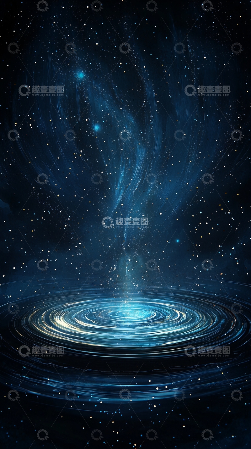 高清大图下载【趣麦麦图】深蓝色星空下的漩涡