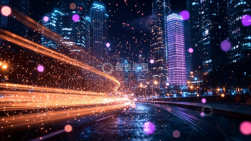 高清大图下载【趣麦麦图】城市夜景光轨
