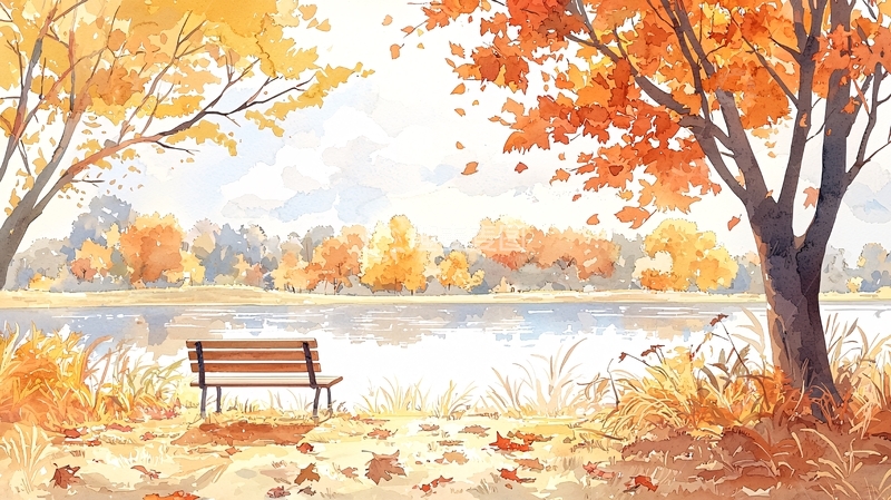 高清大图下载【趣麦麦图】秋日湖畔的宁静