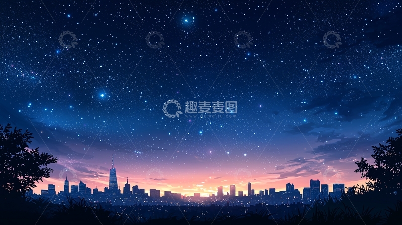 高清大图下载【趣麦麦图】城市夜空下的星光