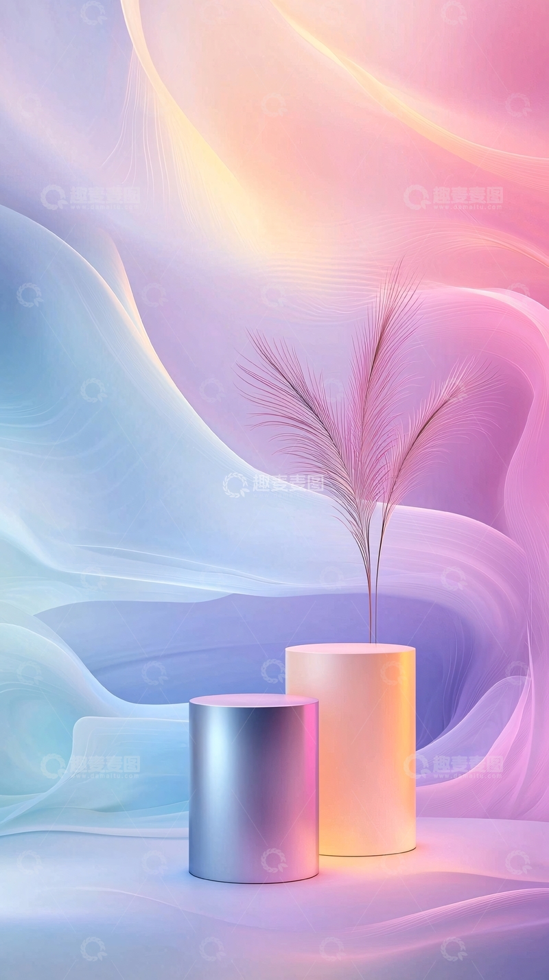 高清大图下载【趣麦麦图】渐变色背景下的圆柱展示台