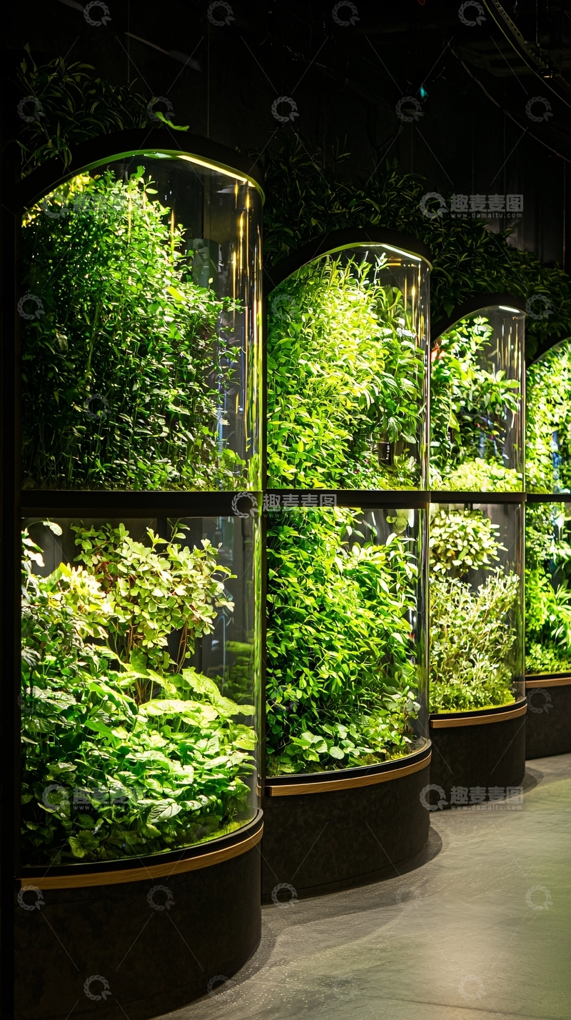高清大图下载【趣麦麦图】垂直绿化玻璃容器