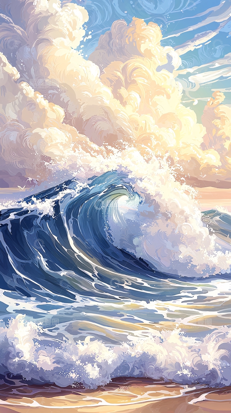 高清大图下载【趣麦麦图】海浪翻滚的唯美天空