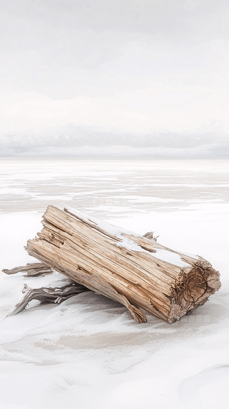高清大图下载【趣麦麦图】雪地枯木特写