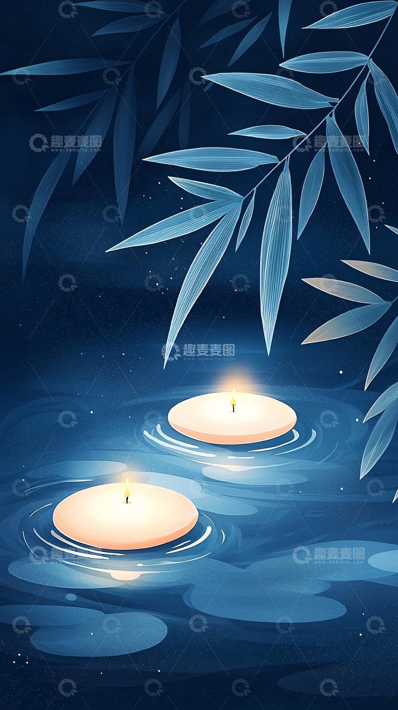 高清大图下载【趣麦麦图】水中烛光高清图片