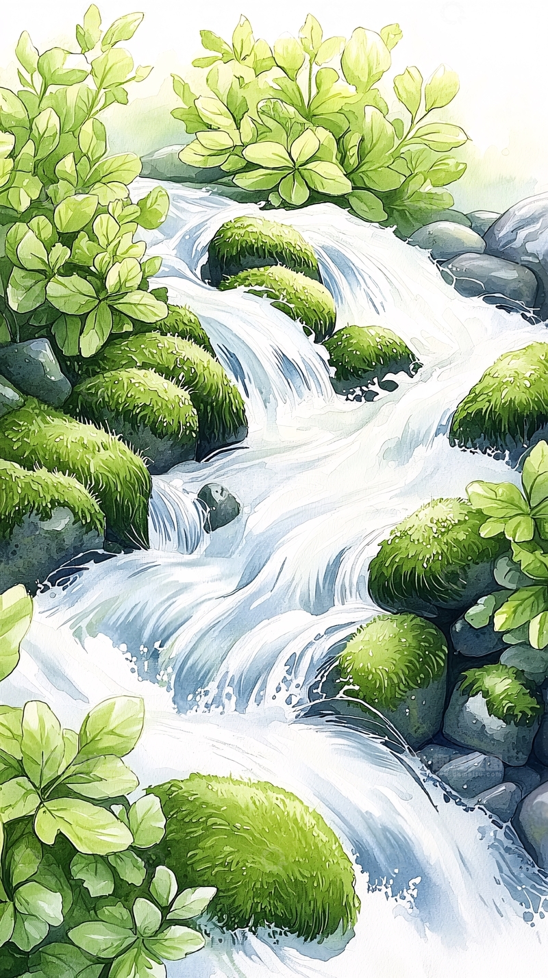 高清大图下载【趣麦麦图】清澈溪流的绿色场景