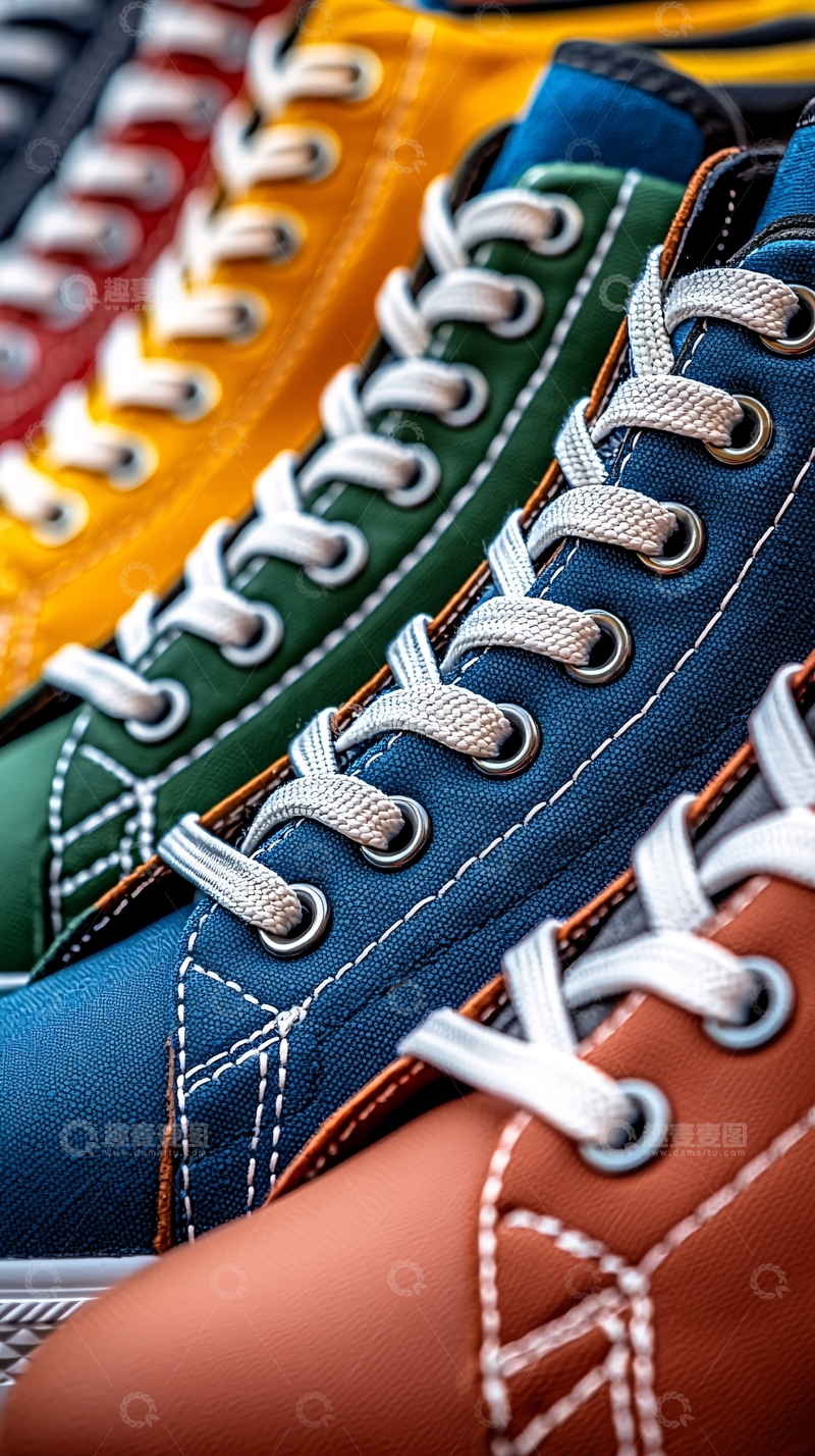 高清大图下载【趣麦麦图】色彩鲜艳的帆布鞋特写