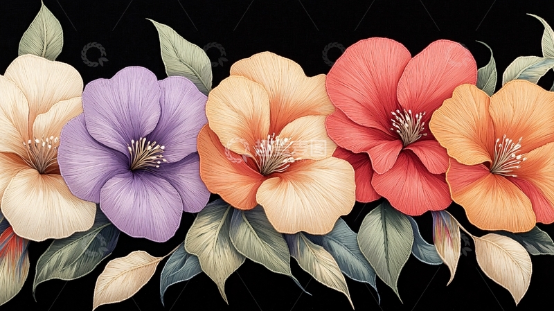 高清大图下载【趣麦麦图】彩色花朵装饰边框