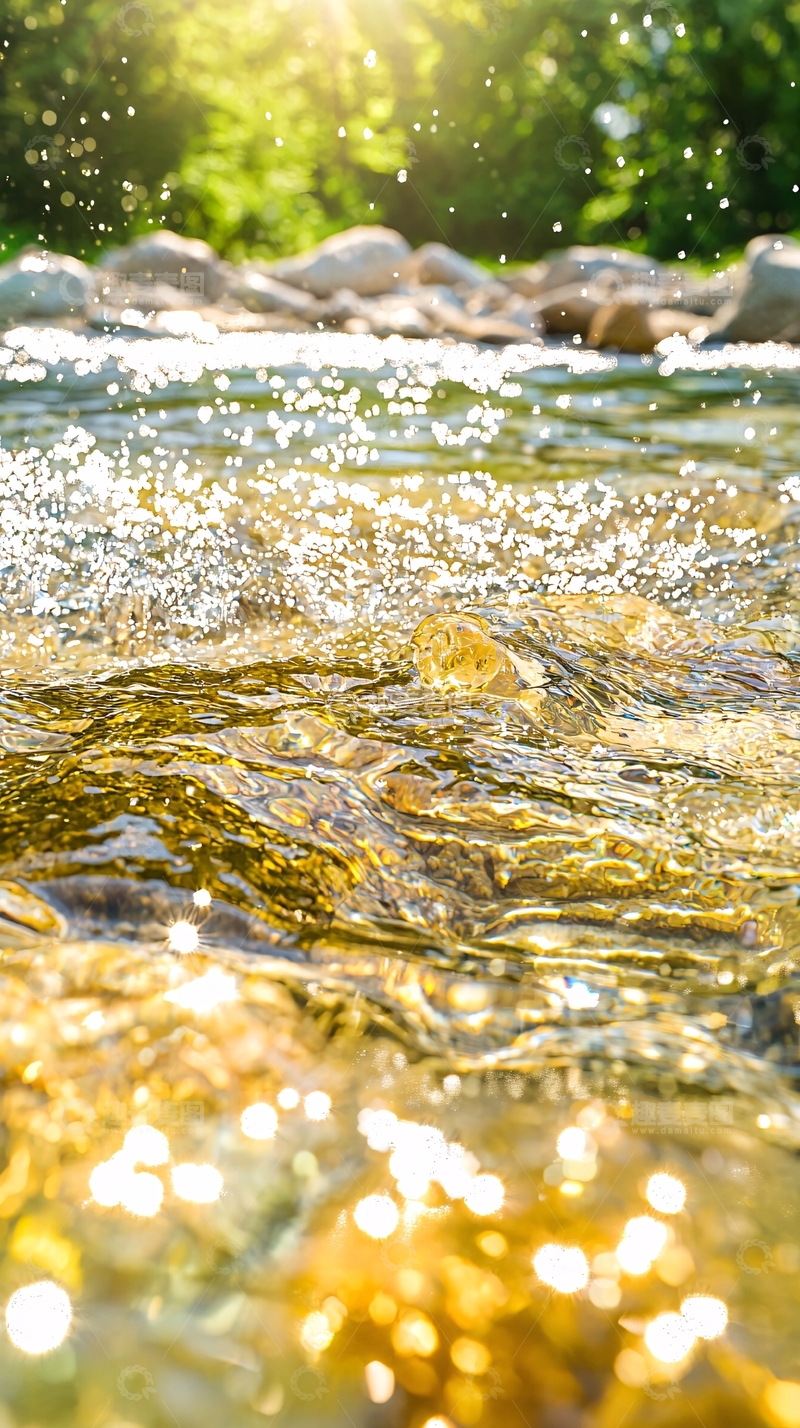 高清大图下载【趣麦麦图】阳光下的清澈溪流