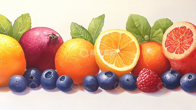高清大图下载【趣麦麦图】一排新鲜的水果静物