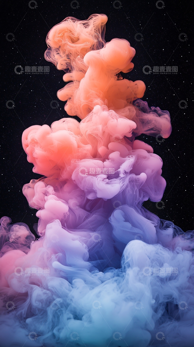 高清大图下载【趣麦麦图】彩色墨水在水中绽放