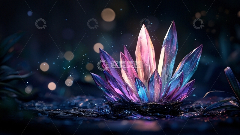 高清大图下载【趣麦麦图】闪耀着光芒的紫色水晶