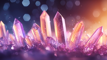 紫色水晶簇闪耀光芒