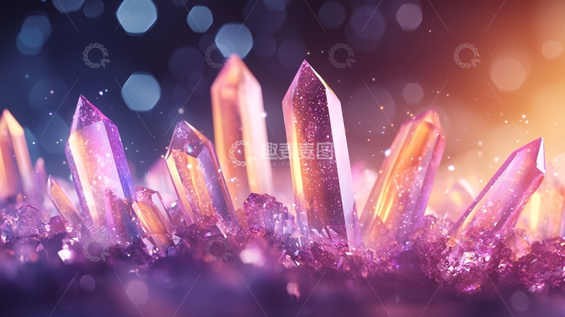 高清大图下载【趣麦麦图】紫色水晶簇闪耀光芒
