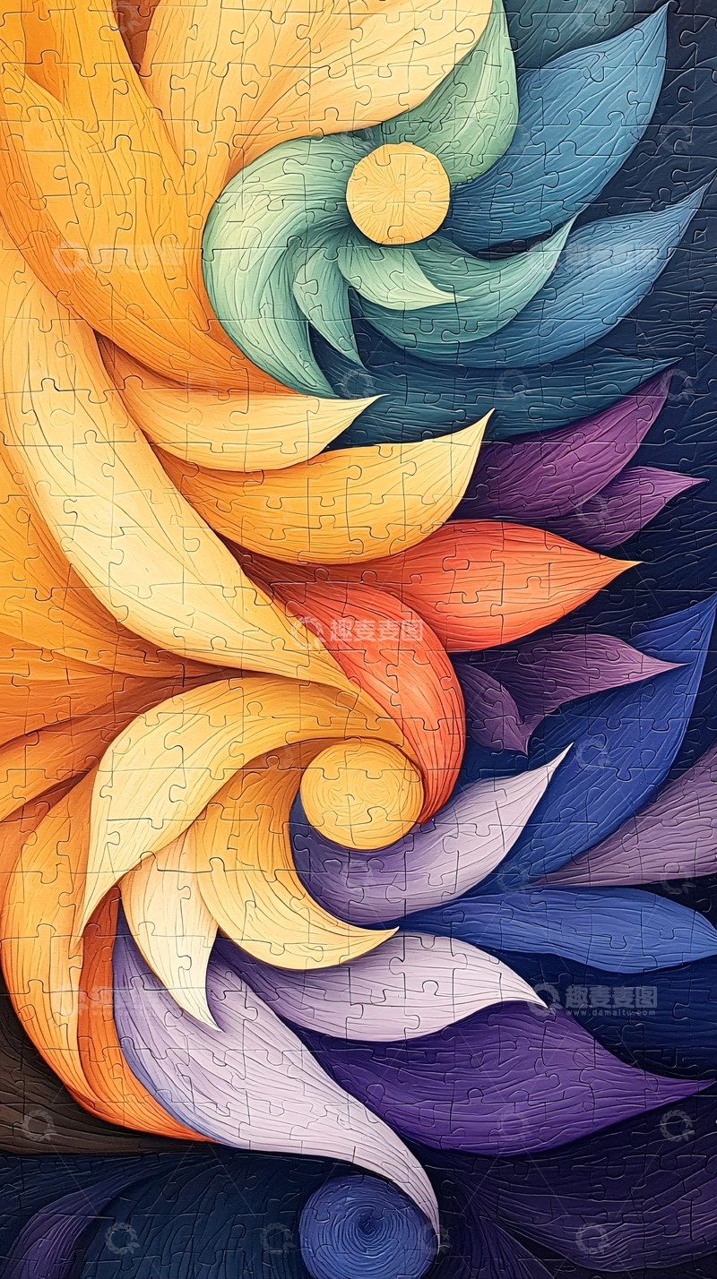 高清大图下载【趣麦麦图】抽象花卉色彩拼接艺术