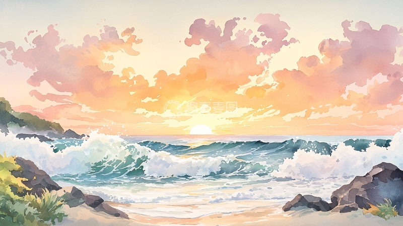 高清大图下载【趣麦麦图】唯美海景日出