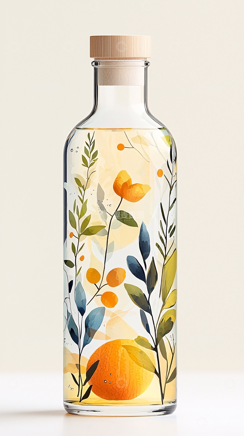 高清大图下载【趣麦麦图】透明瓶子里的花卉图案