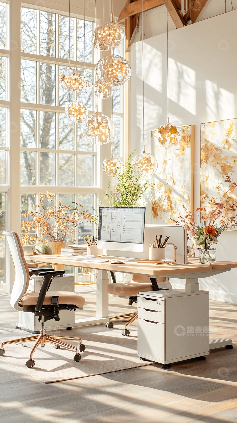 高清大图下载【趣麦麦图】明亮舒适的家庭办公室