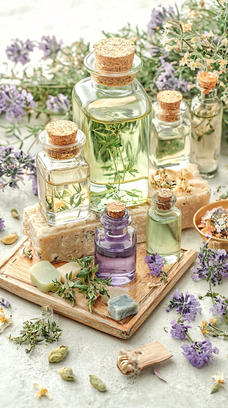高清大图下载【趣麦麦图】精油和草药的静物